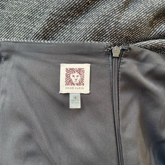 Anne Klein Black & White Tweed Asymmetrical Fringe Midi/Maxi Skirt Size 16 - Picture 12 of 12